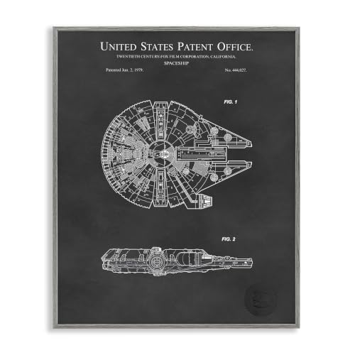 Detailed Sci Fi Spacecraft Blueprint, 24 x 30 Inch Framed Giclée Print