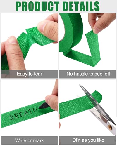 Image of Fainne 40 Pcs Green Painters Masking Tape Bulk 1 Inch x 55 Yard, General Purpose Paint Band Removable Adhesive Tape Multi Surface Roll for Painting Labeling School Supplies