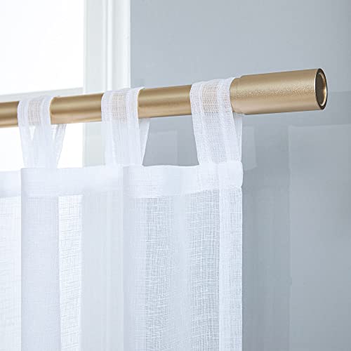 Koufall Tab Top White Sheer Curtains 84 Inches Long For Living Room 2 Panels Set Lightweight Plain Drapery Faux Linen Textured Light Filtering For Bedroom Shabby Chic Farmhouse Decor 52X84 Inch Length #TOP1