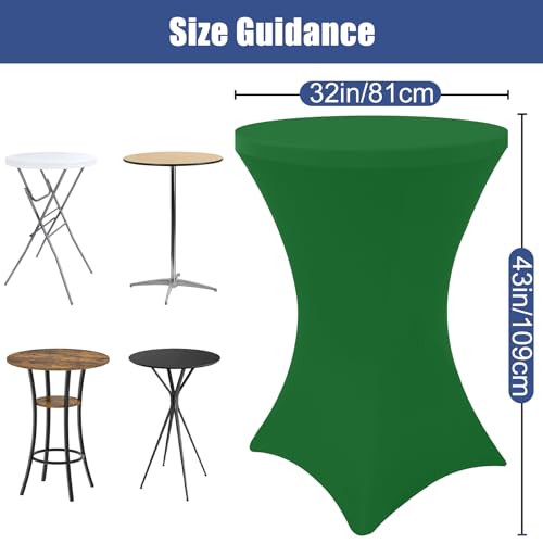 Moosfor Spandex Cocktail Table Covers 4 Pack, Elastic Fitted Stretch Table Cloth, Round High Top Tablecloths for Bar, Party, Pub, Wedding & Banquet (Emerald Green, 32x43 Inch) by Moosfor - Used condition - Image 3