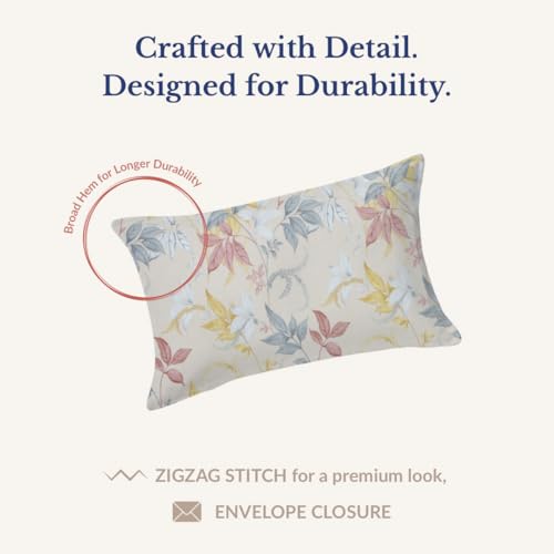 Image of Jaipur Weaves Single Bed Cotton Bedsheet with 1 Pillow Cover, 100% Pure Cotton Single Bedsheet 60x90 Inches, 240 TC Soft Breathable Floral Bed Sheet - (Orange Floral, Single)