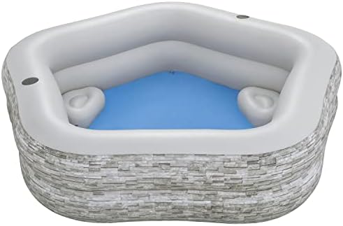Inflatable Pool,2.13 m x 2.06m x 53 cm Family Inflatable Kiddie Pool,Thick Wear, Built-in Cup Holders fordrinks, Extra Wide Side Walls for Pool Stability,Outdoor, Garden, Backyard, Summer Water Party