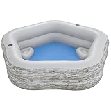 Inflatable Pool,2.13 m x 2.06m x 53 cm Family Inflatable Kiddie Pool,Thick Wear, Built-in Cup Holder