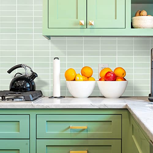 Backsplash Tile For Kitchen Peel And Stick, New Upgrade 12" X 12" Large Premium Subway Tiles Peel And Stick Backsplash For Kitchen, Stick On Tiles For Backsplash Kitchen, Sage Green (10-Sheet) #TOP4