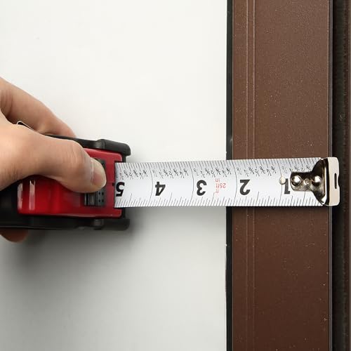 Image of Mr. Pen 25-Foot Steel Retractable Tape Measure with Fractions, Easy Read, Red /Black