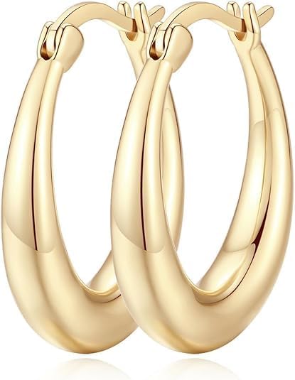 Gold Hoop Earrings 14K Gold Hoop Earrings for Women Earring U-shaped Classic Hoops Earring for Women