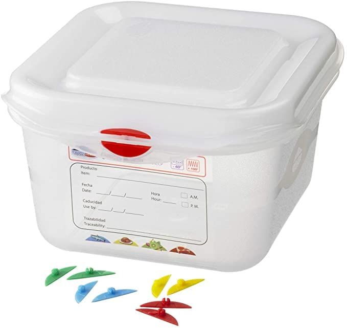 Gastronorm 1/9 - Recipiente para alimentos con tapa hermética (6 unidades, 600 ml)