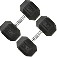 Northern Hex Dumbbell Set Rubber Heavy Weights with Metal Handles Anti-Rolling for Weight Lifting Bodybuilding Exercise Workout Strength Training Home Gym 1kg-50kg Pairs Sets (8KG x2 Dumbbells)