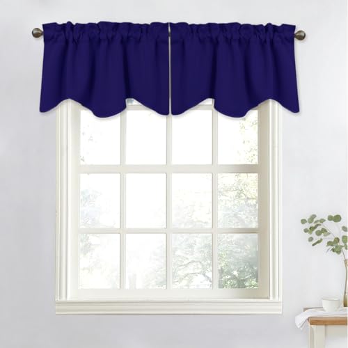 NICETOWN Navy Blue Blackout Kitchen Window Valance - Home Fashion Solid Insulated 52 inches by 18 inches Kitchen/Living Room/Bedroom Window Curtain Sc