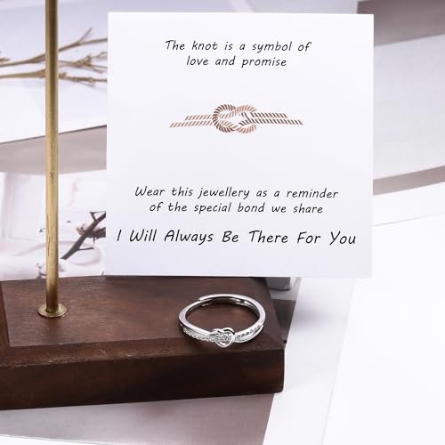 ADRAMATA 925 Sterling Silver Rings for Women, Adjustable Knot Silver Ring with Cubic Zirconia, Engagement Ring, Sterling Silver Promise Ring Jewellry - Image 3