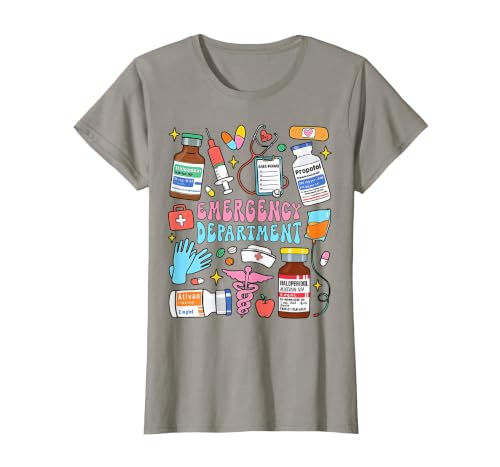 Retro Emergency Department Emergency Room ER ED Nurse Tech T-Shirt, Women, Slate Grey, XX-Large