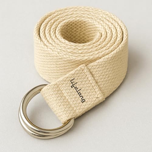 Image of Lifelong Yoga Belt for Women and Men - Yoga Strap for Stretching with Extra Safe Adjustable D-Ring Buckle - Perfect for Your Yoga Session - 6 Feet, Beige