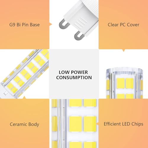 TASMOR G9 LED Bulbs 7W, G9 LED Light Bulb Cool White 6500K, Equivalent to 70W Halogen Bulbs, Non-Dimmable, No Flicker, Energy Saving Light Bulbs, 700LM, AC220-240V, 8 Packs - Image 3