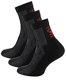 STARK SOUL 3 Paar Merino Socken, Damen & Herren Trekkingsocken aus Merinowolle, Funktionssocken, schwarz, Gr. 43-46