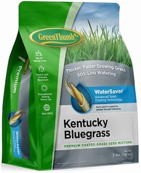 Green Thumb GREUN210 Premium Coated Kentucky Bluegrass Seed, 3 Lbs., Covers 2,000 Sq. Ft. - Quantity 1
