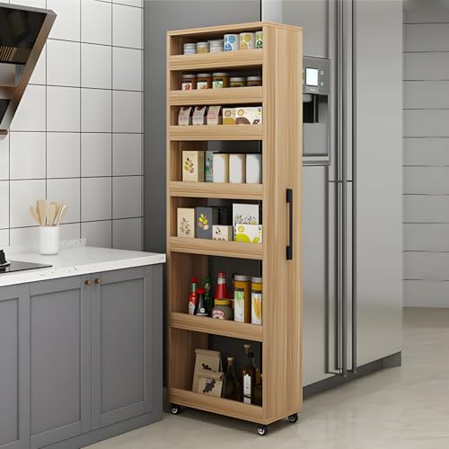 LITFAD Contemporary Sideboard Cabinet Wood Multi-Shelf Sideboard Movable Storage Rack