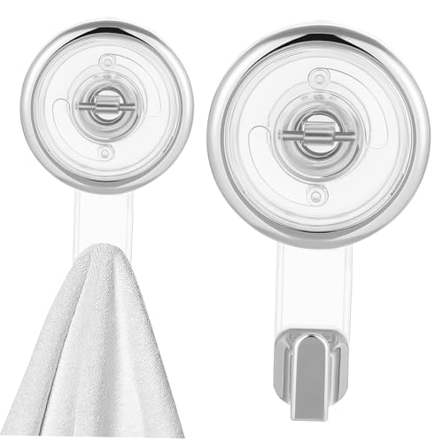 Alipis 2 piezas Ganchos de Ventosa Transparentes Ganchos Giratorios Multiusos para Cocina Baño Dormitorio Soporte Fuerte para Colgar Bolsos y Utensilios Sin Daño Paredes Ajustables y