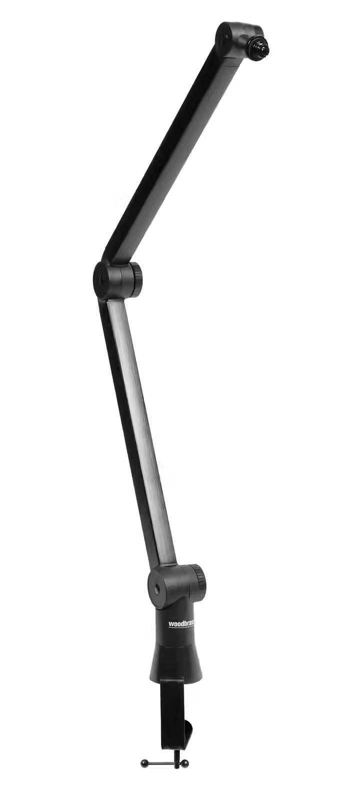 WOODBRASS MS04 Stand Podcast - Brazo articulado micro tipo broadcast para podcast y radio, montaje de mesa ajustable de 1 a 55 mm, gestión de cables integrada, soporte micro metálico negro para home