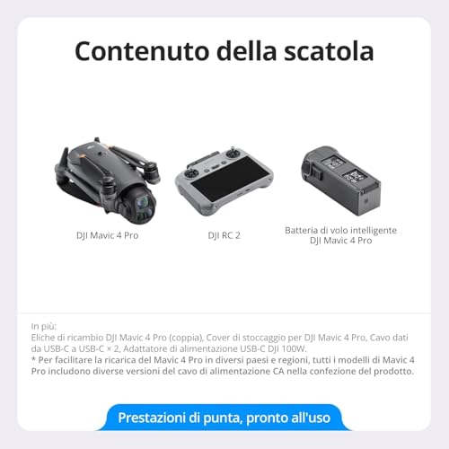 Dji Mavic 4 Pro Con Dji Rc 2, Drone Con Tripla Fotocamera Dotato Di Fotocamera Hasselblad Da 100 Mp Con Cmos 4/3, Drone Per Professionisti, Trasmissione Video A 30 Km, Volo Fino A 51 Minuti - 7
