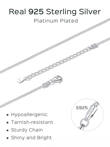 ChicSilver 925 Sterling Silver Necklace Chains Box Chain Necklace for Women Thin 1.3/1.8mm Silver Chain for Necklace - 16/18/20/22/24 Inch (with Gift Box)2