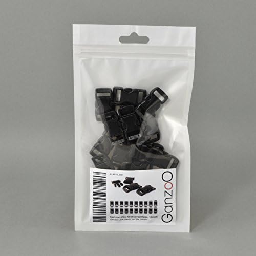 Ganzoo Zamknięcie na zatrzask z tworzywa sztucznego, zestaw 20 sztuk, 3/8", zapięcie na klips, zapięcie wtykowe, do bransoletek Paracord, obroży dla psów, plecaków