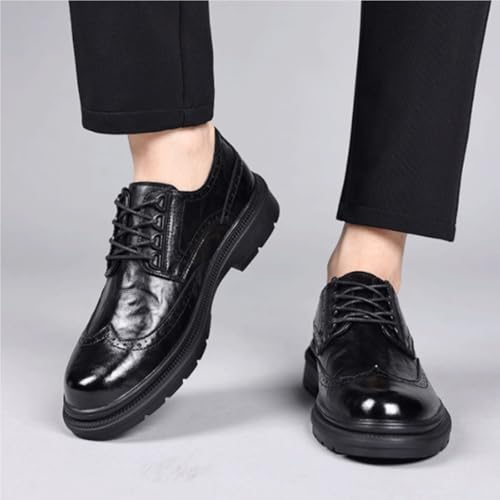 Men's Lace up Dress Shoes Brogue Genuine Leather Breathable Elevator Comfortable Slip Formal Business Casual Work Wedding Shoes for Spring3