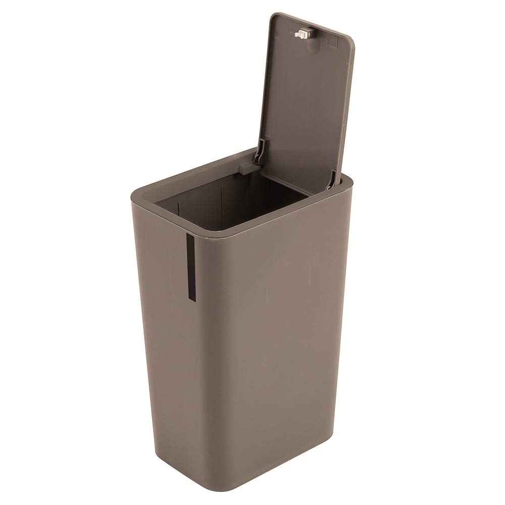 Pattumiera Bagno 8 Litri Coperchio Push 15.5x22xh.33 cm Plastica Tortora