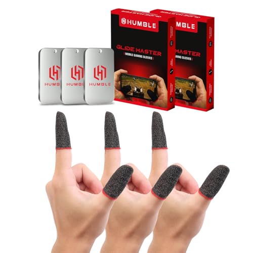 Image of Humble Gaming Thumb & Finger Sleeves - Anti-Slip, Sweat-Proof, High Precision for PUBG, COD, Freefire & Other Mobile Games - Breathable, Washable & Universal Fit - 3 Pairs (6 Pcs)