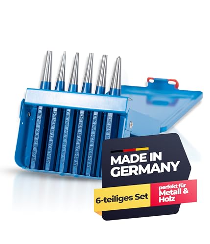 Paffrath® Durchtreiber- und Körnersatz 6-teilig – Präzise geschliffene Spitzen für exakte Markierungen – Hochwertiger Chrom-Vanadium-Stahl für maximale Haltbarkeit – Made in Germany