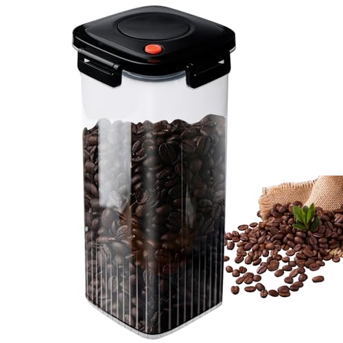 PORFOYO Lata de café de 1800 ml con tapa de vacío, hermética, lata de café acrílico, recipiente transparente para granos de café, recipiente para granos de café para cereales, dulces, cacao, té