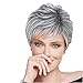 BECUS Gray Pixie Cut Wig – Short Wigs for Women Synthetic, Natural Looking Layered Grey Wig, Easy Wear Pixie Cut Wig for White Women Halloween & Cosplay Daily Use