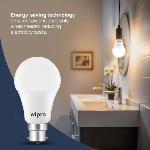 Image of wipro Garnet 9W Motion Sensor LED Bulb for Modern Home | 4 Meter Radius Sensor Area | Auto Off After 60 Seconds Inactivity | Cool Day White (6500K) | Pack of 4