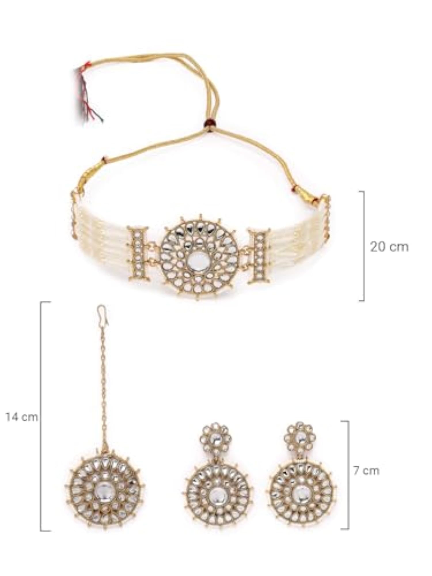 Kundan & Beads Choker Necklace Set With Earring & Maangtika