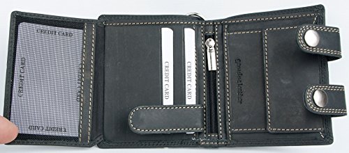 FLW Men's Dark Grey Biker's Pocket Sized Genuine Leather Wallet with a Chain to Hang3