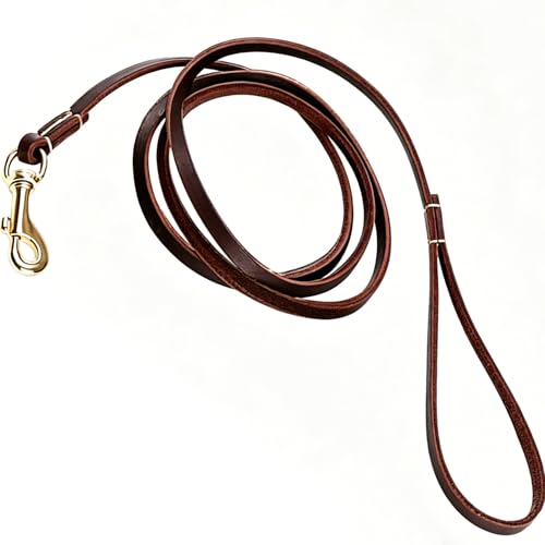 Hundeleine Fettleder kleine Hunde bis zu 8 kgs, Leder Haustierleine (1,80m x 8mm | Braun)