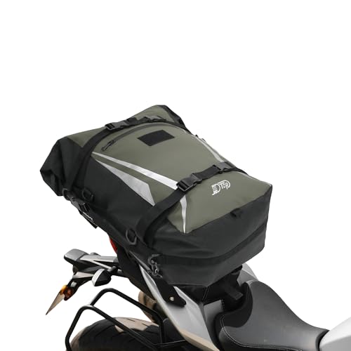 JLDTOP Motorcycle Tail Bag 30L Motorbike Side Bag Waterproof Motor Saddle Pannier Bag Travel Luggage Rear Rack Trunk Storage Motor Accessories (Army Green)