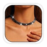 Reaky Choker Necklaces Gold Rhinestone Necklace Sparkly Necklaces Jewelry for Women (Silver)