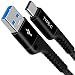 USB C Cable, Snowkids USB 3.0 Type C Cable (2-PACK 6.6ft) Nylon Braided USB A to C Fast Charger Cable for Samsung Galaxy Note 8,S8 Plus,LG V30 V20 G6 G5,Nintendo Switch,Google Pixel 2 (Black)