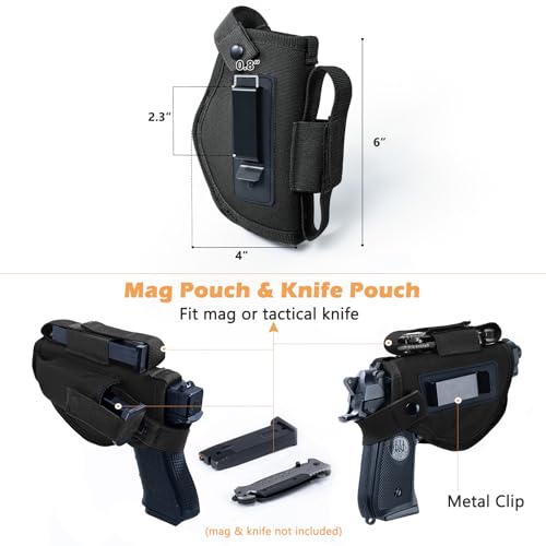 VIGERARI Gun Holsters for Concealed Carry, Pistol Holster with Mag Pouch, Universal Gun Holster for Women,Right/Left, IWB/OWB 9mm Holsters for Men, Gun Holder Fits Most Standard Hangguns