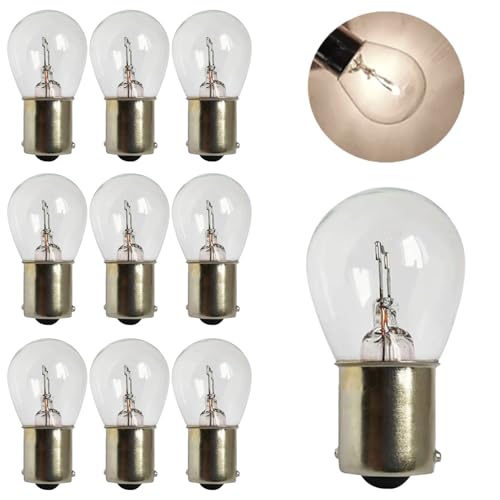 DUSCOKE 10PCS Car 1156 Turn Signal Light Mini P21W 1141 High Brightness Stable Filament Brake Light Bulb 12V 21W BA15S Waterproof Halogen Bulb for Taillight Parking Lights Replacement (Clear)