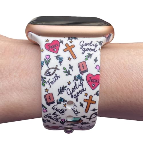 Lux Bands Smart Watch Bands for Women, Faith Silicone Watch Band, (42-49mm Small/Medium) Ladies Watch Strap Compatible with Smartwatches, Sweat Resistant, For Series 11 10 9 8 7 6 5 4 3 2 1 SE