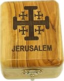 Holy Land Market First Communion Box - Rosary Box - Bethlehem Olive wood (Jerusalem Cross - Laser)