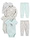 Simple Joys by Carter’s Unisex Baby 6-teiliges Set, Bodys (Kurz- und Langarm) und Hosen, Grau/Minzgrün/Elefant/Lamm, 3-6 Monate
