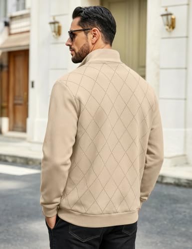 Men's Quarter Zip Pullover Sweatshirts Casual Mock Neck Sweaters - Image 5