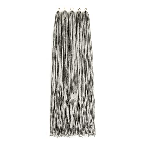 GUOHUI Micro Faux Locs Crochet Hair, 36 Inch 5 Packs Color Light Grey, Sister Mini Afro Locks DIY Braids Straight Styles (36",Light Grey)