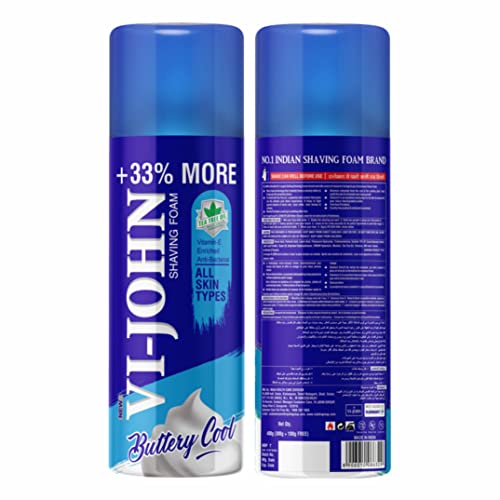 Image of VI- JOHN Shaving Kit For Men, Shaving Foam For Men (400gm Each- Pack of 2), Hair Gel (25gm)