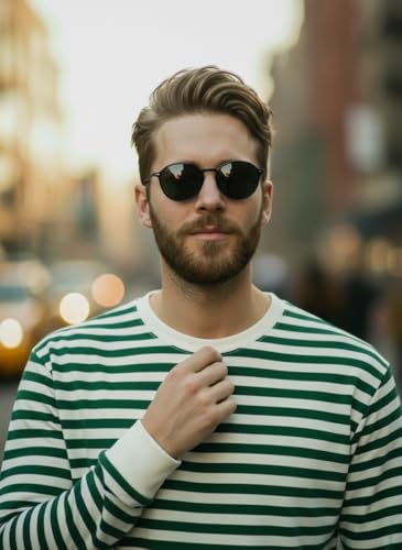 Image of Mack Jonney Men's Black Cotton Full Sleeve T-Shirt | Soft Breathable Casual Wear | Stylish Striped Round Neck Tshirt-JMAK-107