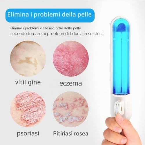 Lampada UVB per fototerapia – Lampada a clip con timer e occhiali, sicura ed efficiente per uso domestico, area di irradiazione: 48 C㎡, facile da usare per pelle e corpo