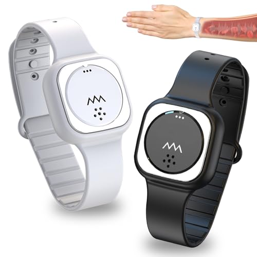 Ultraschall Armband 2 PCS Ultraschall Armband Zum Abnehmen Damen Ultraschallarmband zur Fettverbrennung Wirksamer Mückenschutz Einstellbare Größe Geeignet für Männer und Frauen (Schwarz Weiß)