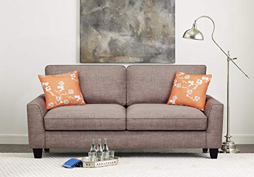 Serta Astoria Upholstered Sofas Flare Arm Fabric Living Room Couch With Spring And Foam-Filled Seat Cushions, Ships In One Box, 73", Tan #TOP1